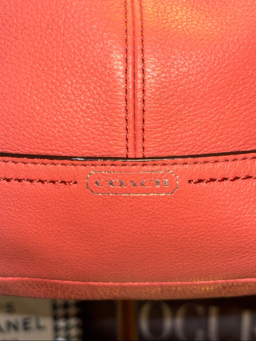 Coach Pebbled Leather Crossbody Bag Coral Pink Adjustable Strap - Picture 3 of 12